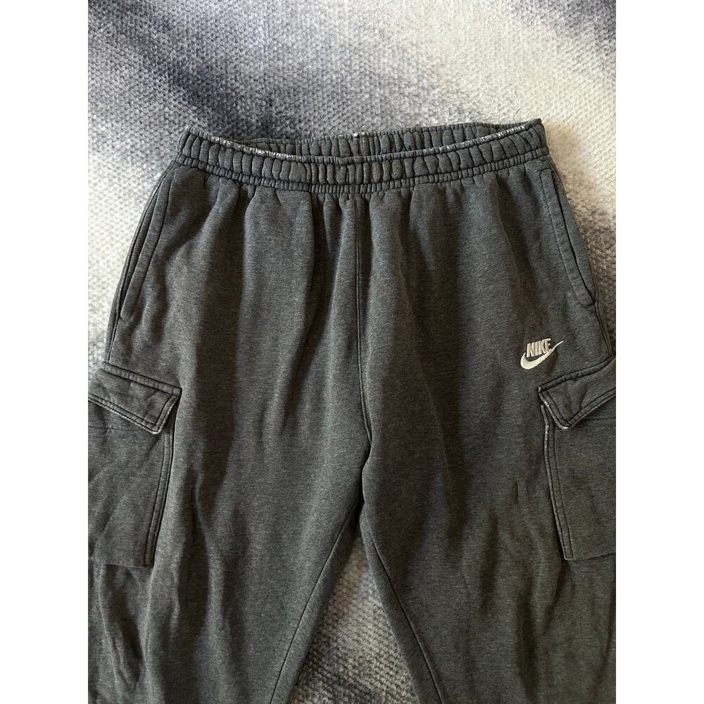 Nike Mens Club Fleece Classic Cargo Reworked Distressed Gray Joggers Size Large - Picture 3 of 11